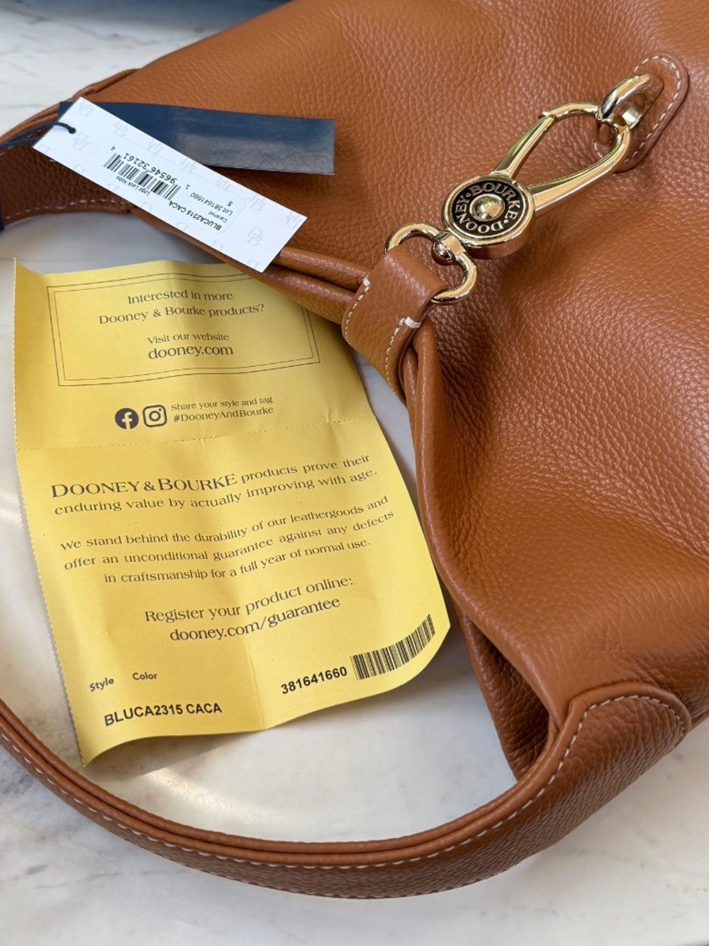 New Dooney & Bourke Lucca Leather Logo Lock Hobo Handbag - Picture 6 of 16